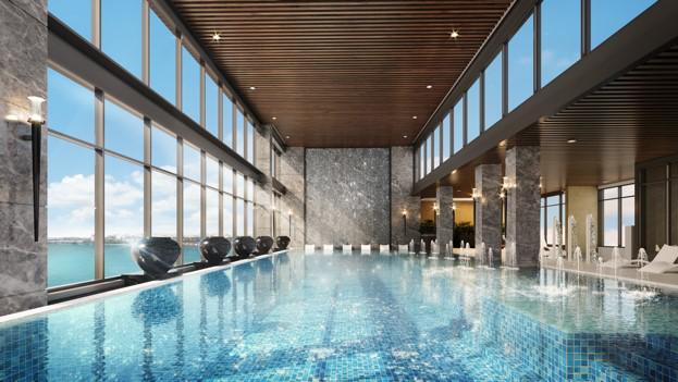 Bể bơi trên cao, nằm trong chuỗi tiện ích đặc quyền dành riêng cho cư dân Masteri Waterfront